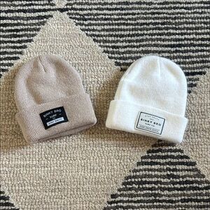 Binky Bro Beanie Set - Tan and Cream/White Size Newborn